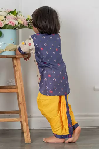 Block printed kurta dhoti set