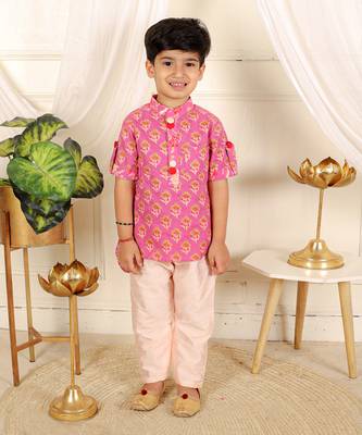 Pink printed kurta pyjama set 1