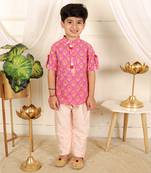 Pink printed kurta pyjama set