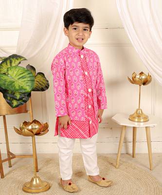 Pink printed kurta pyjama set 2