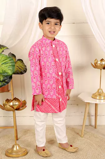 Pink printed kurta pyjama set