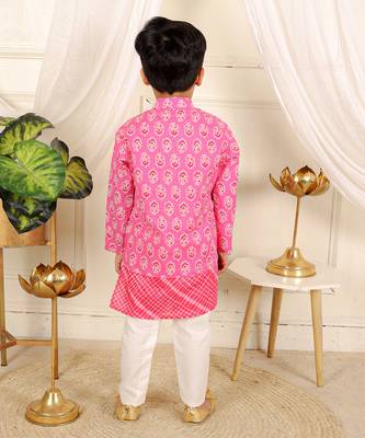 Pink printed kurta pyjama set 3