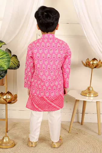 Pink printed kurta pyjama set