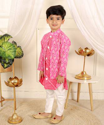 Pink printed kurta pyjama set 4