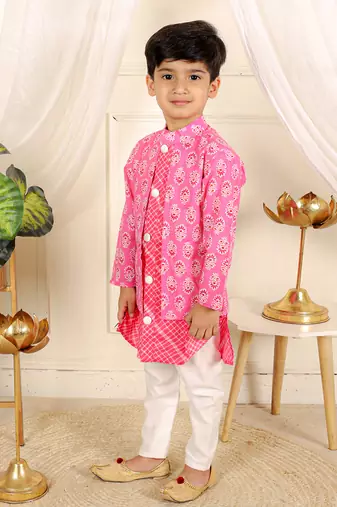 Pink printed kurta pyjama set
