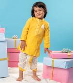 Yellow embroidered dhoti kurta set