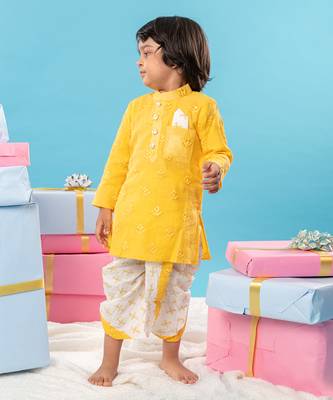 Yellow embroidered dhoti kurta set 2