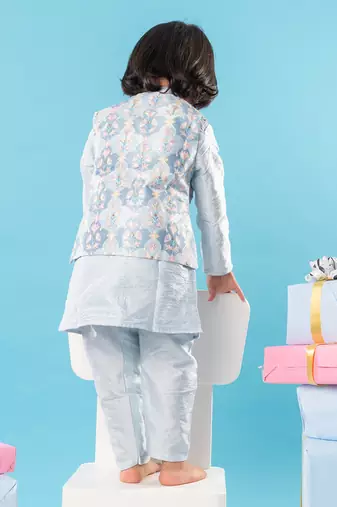 Blue embroidered kurta jacket set