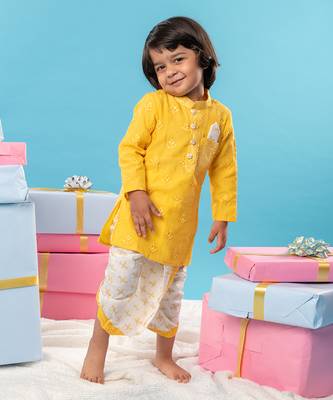 Yellow embroidered dhoti kurta set 3