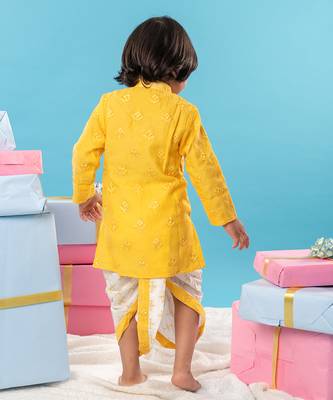 Yellow embroidered dhoti kurta set 4