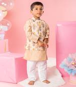 Beige embroidered kurta jacket set