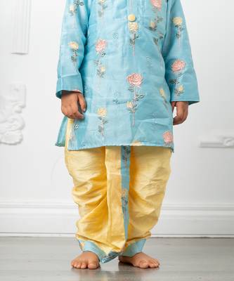Blue embroidered kurta dhoti set 5