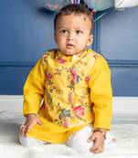 Yellow embroidered kurta jacket set