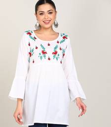 Vahson women chikan embroidery, embroidered cotton short kurti