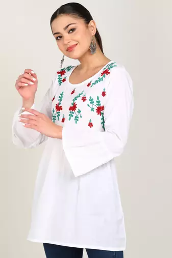  embroidered cotton short kurti