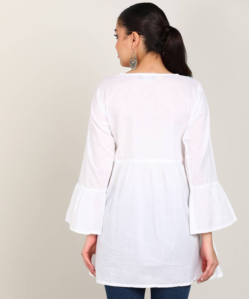 Vahson women chikan embroidery, embroidered cotton short kurti