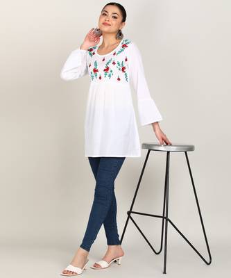  embroidered cotton short kurti 1