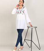 Vahson women chikan embroidery, embroidered cotton short kurti