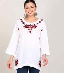 Vahson women chikan embroidery, embroidered cotton short kurti