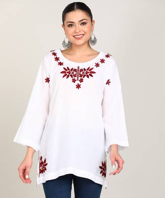 Vahson women chikan embroidery, embroidered cotton short kurti 2