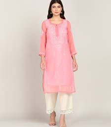 Vahson women chikan embroidery, embroidered georgette a-line kurta