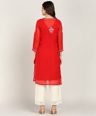  embroidered georgette a-line kurta 3