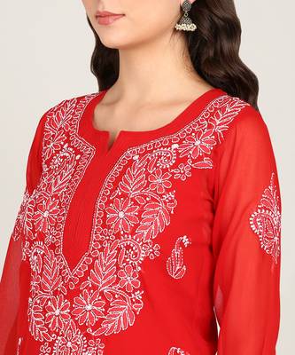  embroidered georgette a-line kurta 4