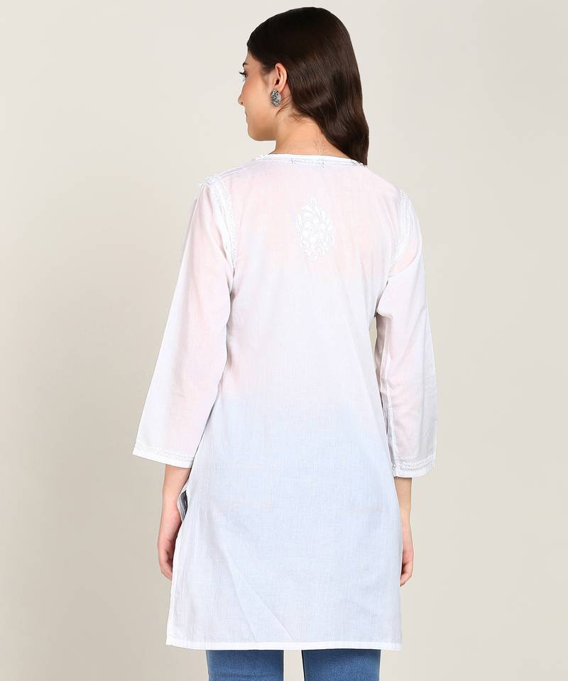 Vahson women chikan embroidery, embroidered short chikan cotton kurti