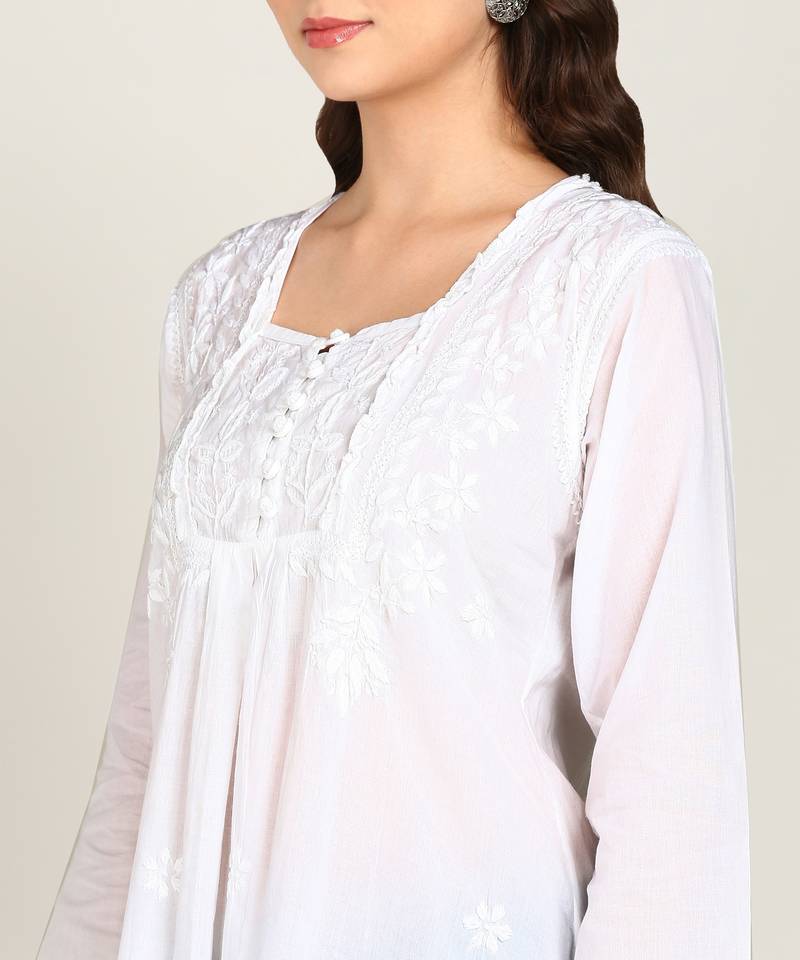 Vahson women chikan embroidery, embroidered short chikan cotton kurti