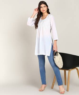  embroidered short cotton kurti 1
