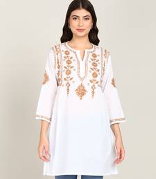 Vahson women chikan embroidery, embroidered short chikan cotton kurti