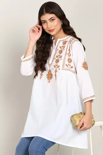  embroidered short cotton kurti