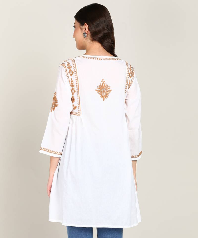 Vahson women chikan embroidery, embroidered short chikan cotton kurti