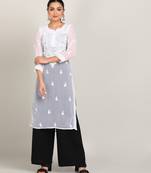 Vahson women chikan embroidery, embroidered georgette a-line kurta
