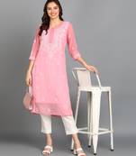 Vahson women chikan embroidery, embroidered georgette a-line kurta