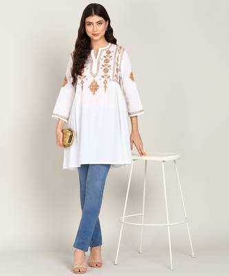  embroidered short cotton kurti 1