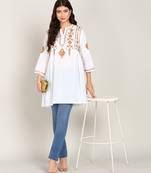 Vahson women chikan embroidery, embroidered short chikan cotton kurti