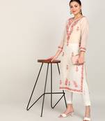 Vahson women chikan embroidery, embroidered chanderi straight kurta