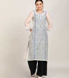 Vahson women chikan embroidery, embroidered chanderi straight kurta