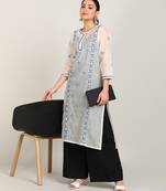 Vahson women chikan embroidery, embroidered chanderi straight kurta