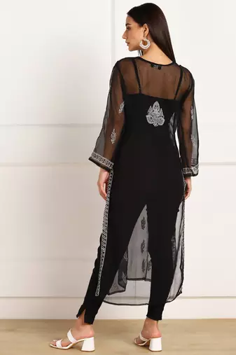  embroidered georgette a-line kurta