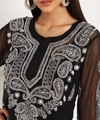  embroidered georgette a-line kurta 3