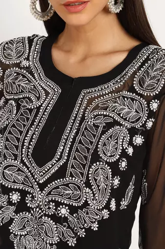  embroidered georgette a-line kurta