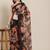 Black poly geogette floral saree with unstitched blouse piece