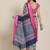 Grey cotton blend quirky, geometric print saree with unstitched blouse piece
