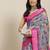 Grey cotton blend quirky, geometric print saree with unstitched blouse piece