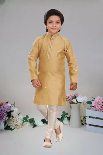 Art silk kurta pajama full sleeve with pajama for kid's