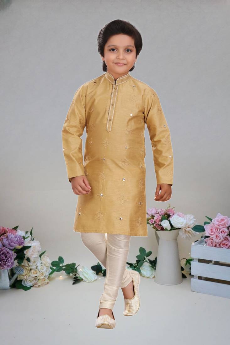 Art silk kurta pajama full sleeve with pajama for kid's