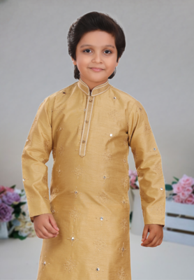 Art silk kurta pajama full sleeve with pajama for kid's 2