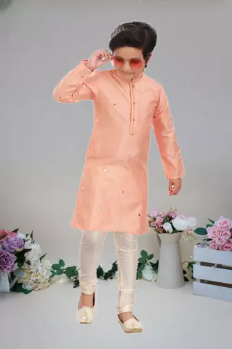 Art silk kurta pajama full sleeve with pajama for kid's
